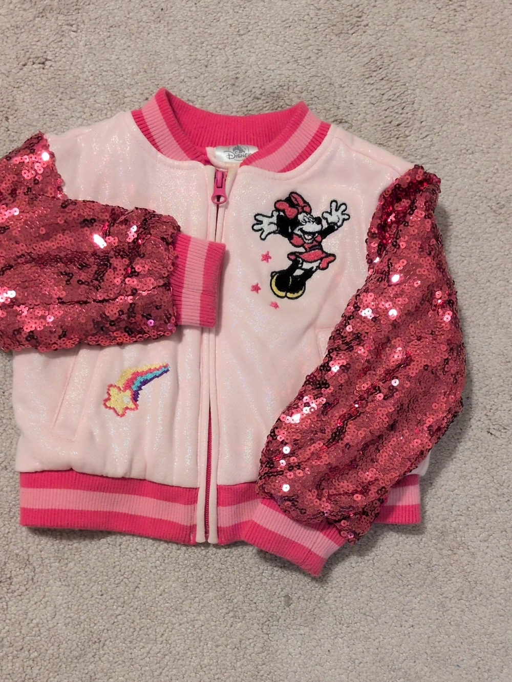 Disney Pink Sequin Sleeve Minnie Jacket (Size 3)